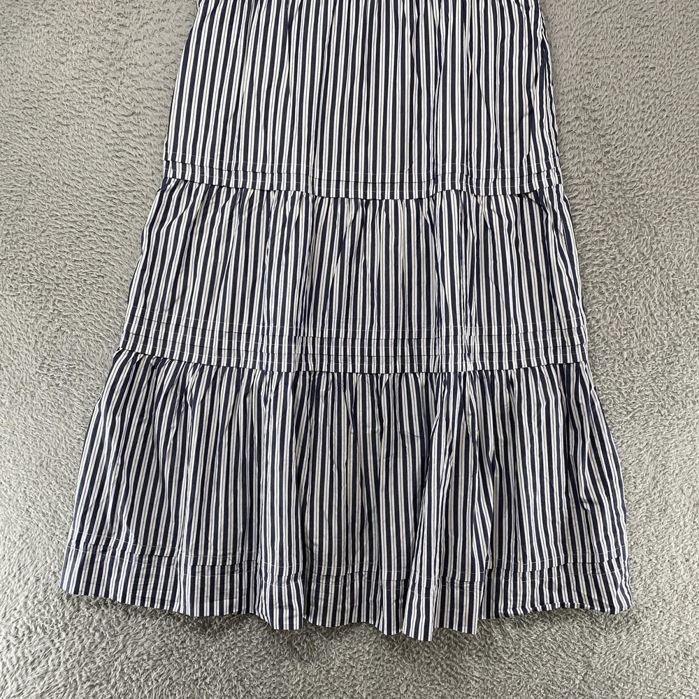 Quince Maxi Dress Womens XL Blue Striped Puff Sleeve Smocked V Neck Tiered - Picture 2 of 13